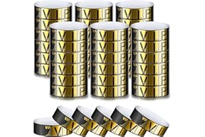 TELING 200 Pack VIP Wristbands for Events VIP Bracelets Paper Waterproof Party Wristbands for Events Amusement Parks Concerts Fairs Festivals, 0.79 x 10 Inch(Gold)