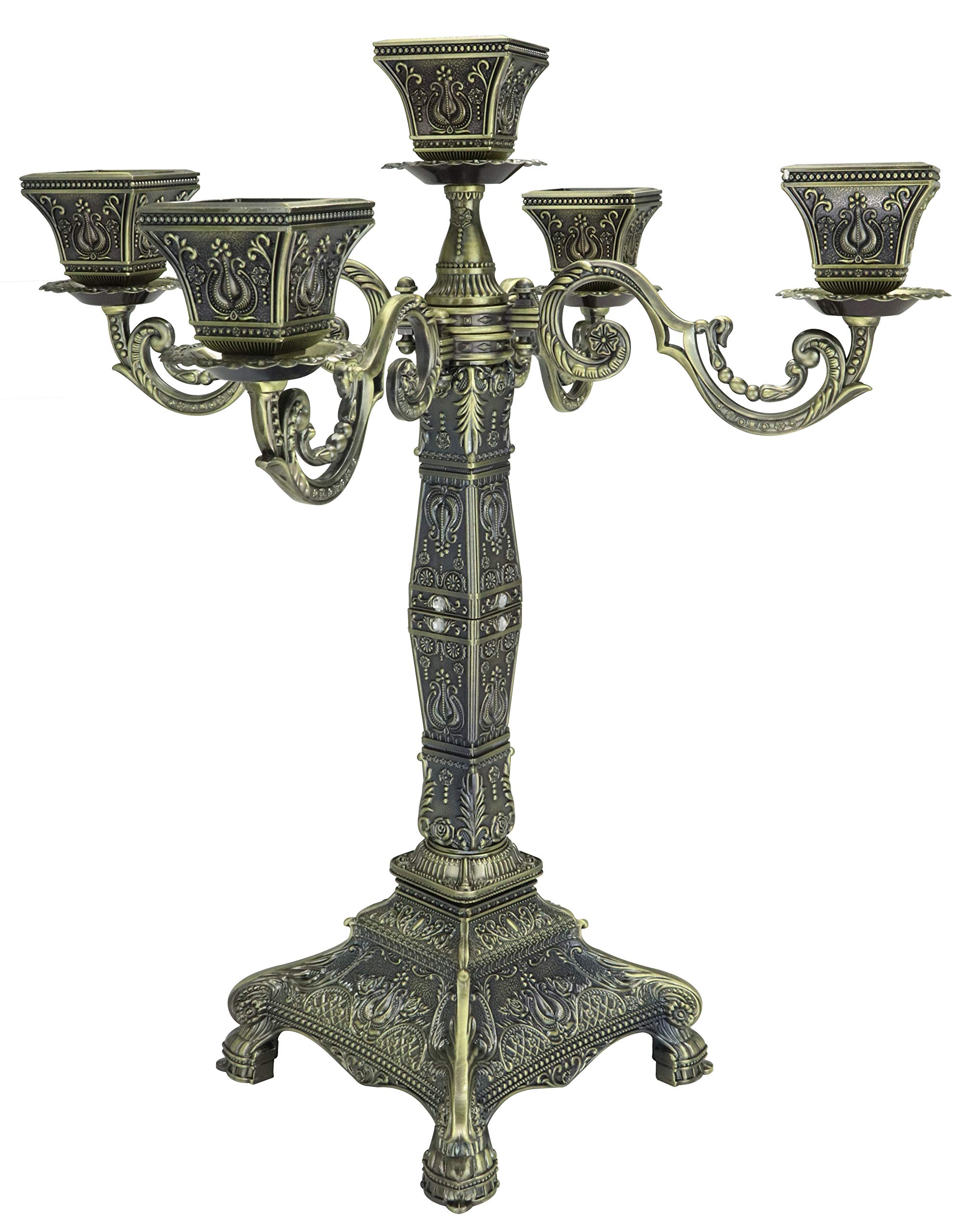 Roselife 5 arms candel holder,5 arms Candelabra,European Style Metal Candle Holder for Home Wedding Christmas Party Decoration (Golden,Bronze,Blue,Red) (Bronze (square cup style))