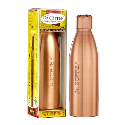 Dr. Copper Water Bottle with New Stylish and Advanced Leak Proof Cap - 500 ml, Children, Sports Men, Women and Gym Persons can be Carried Easily