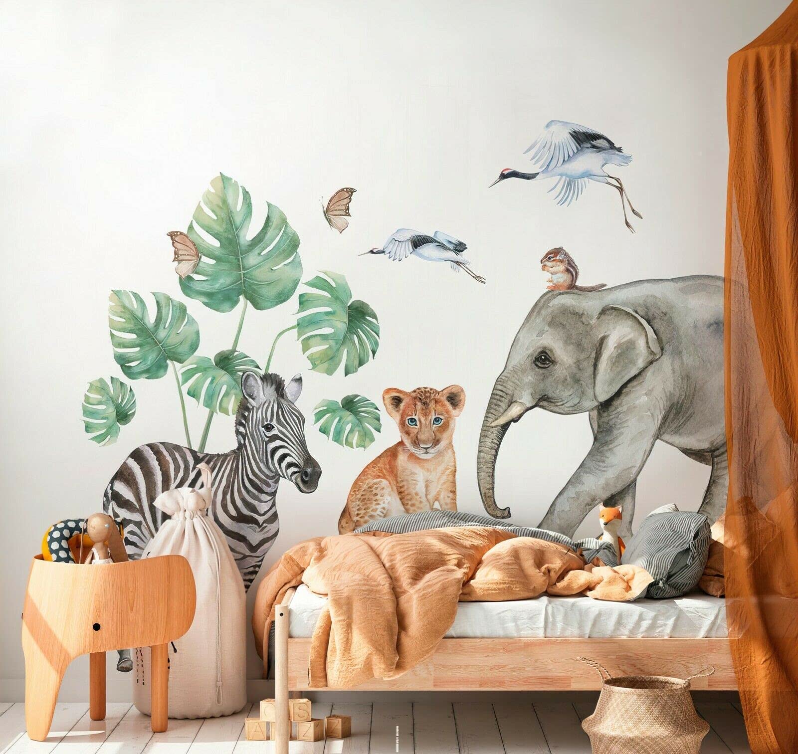 Elephant Safari Wall Decal Set Kids Removeable for Children's Bedroom Nursery Novelty Stickers