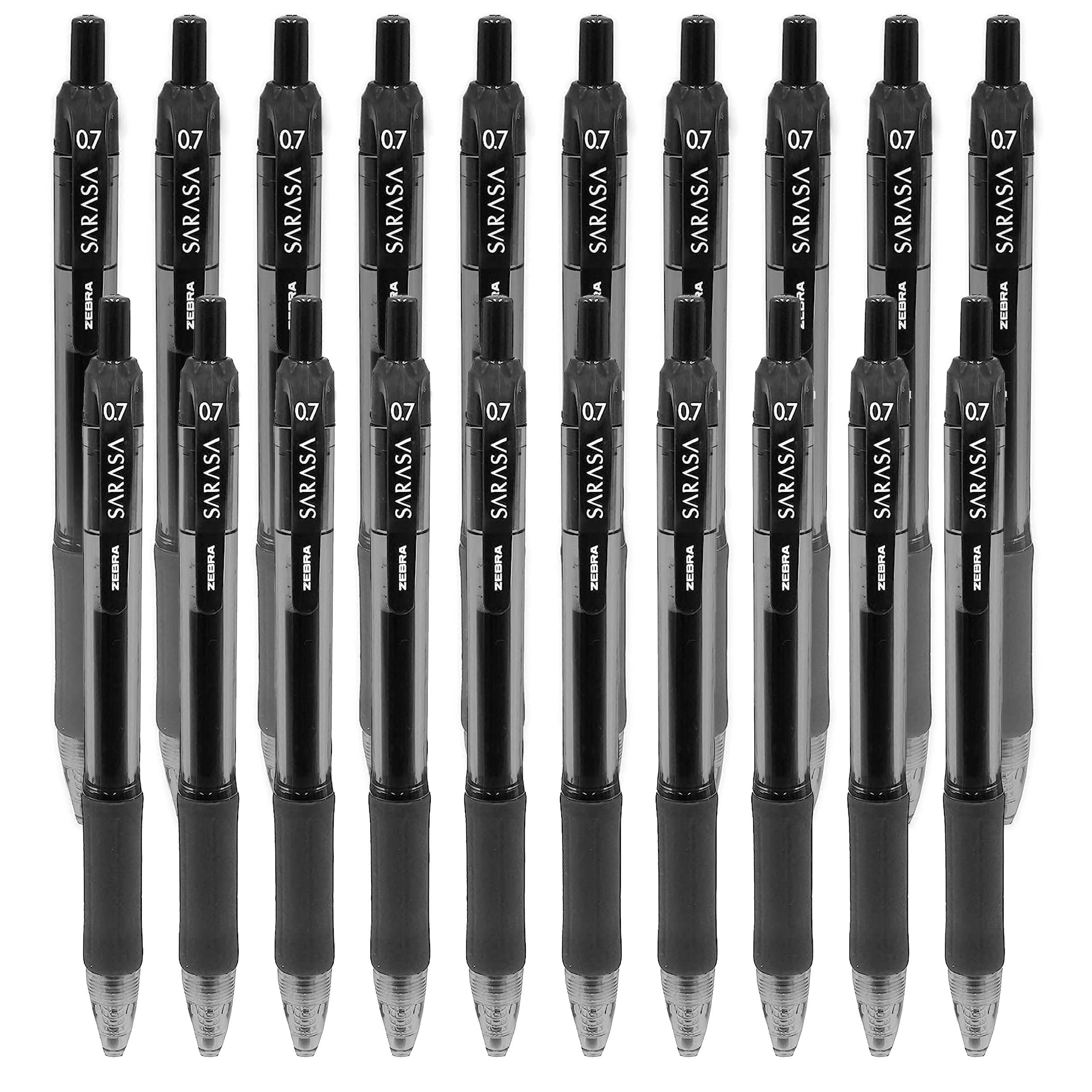 Zebra - Sarasa Retractable Gel Ink Rollerball - Fast Drying - 0.7mm - Black Ink (20)