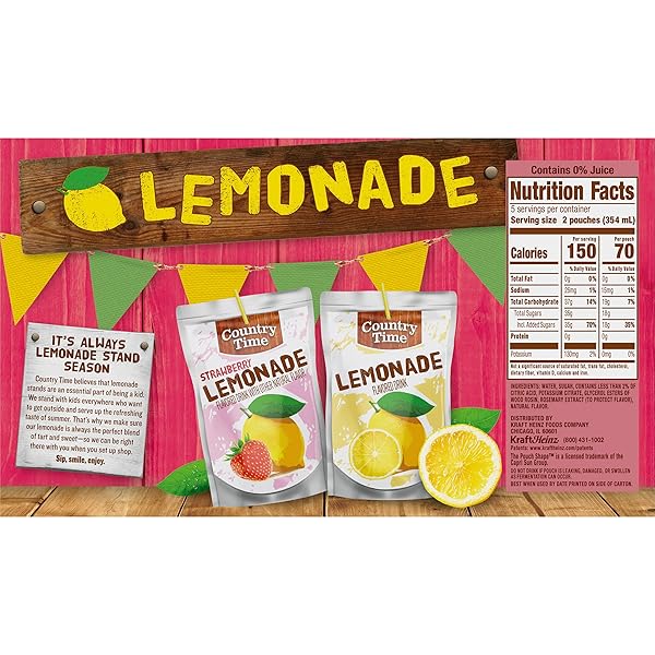 COUNTRY TIME 60OZ STRAWBERRY LEMONADE FLAVORED DRINKS (10 POUCHES)