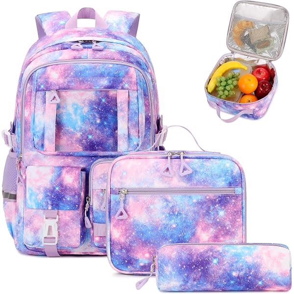 Baxinh Galaxy Axolotl School Backpack Set - 3-Piece With Lunch Bag & Pencil Pouch For Boys & Girls - View #5