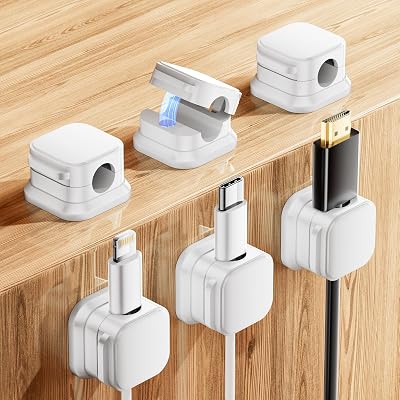XIANGBIN 6 Pack Magnetic Cable Clips Cable Tidy Tools White 7.5mm