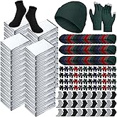 Jamntower 400 Pcs Thermal Blankets Winter Warmth Set Bulk, Warm Socks Winter Touchscreen Gloves Beanie Hats Emergency Foil Blankets (Elegant)