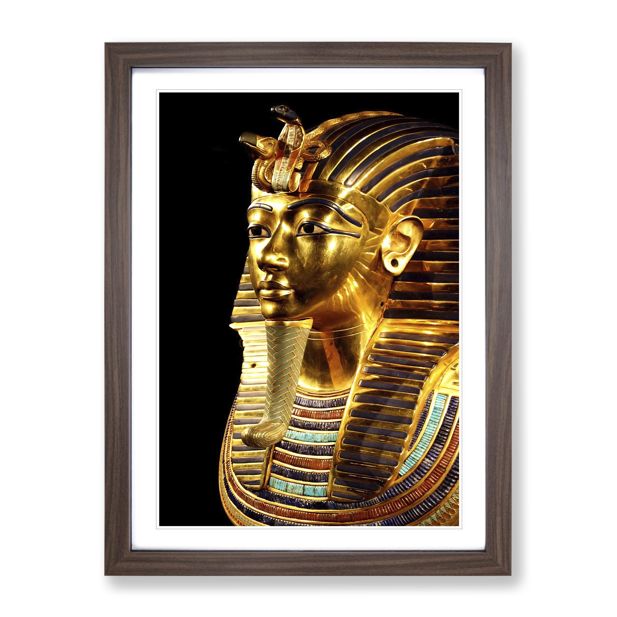 Tutankhamun Egypt Egyptian Mummy Modern Framed Wall Art Print, Ready to Hang Picture for Living Room Bedroom Home Office Décor, Walnut A3 (34 x 46 cm)