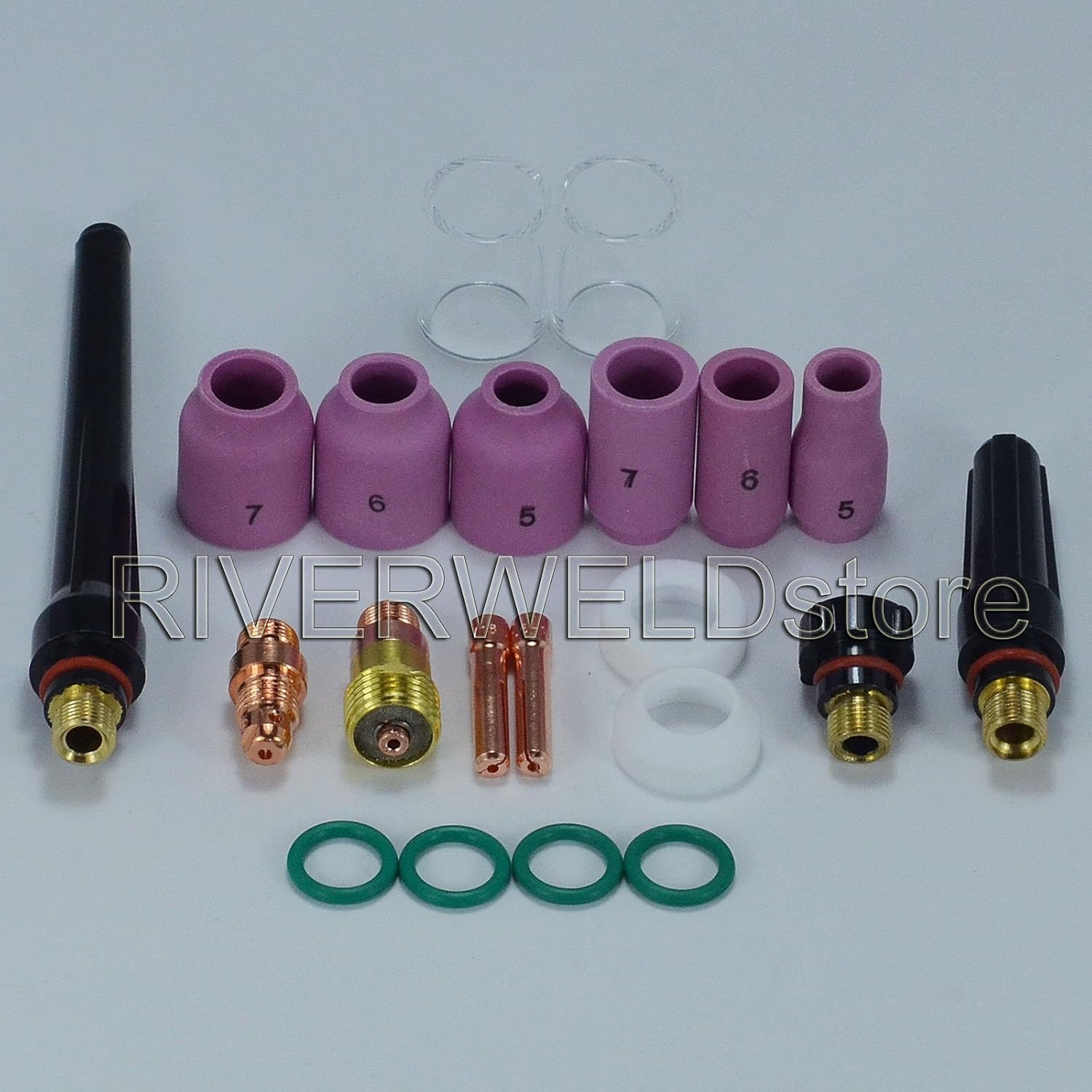 TIG Stubby Gas Lens 17GL116 1/16 & 10 Pyrex Cup & TIG Gas Lens Alumina