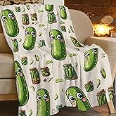 Pickle Fleece Blanket Funny Pickled Cucumber Throw Blankets for Girls Women Super Soft Warm Flannel Cartoon Food Throws Gifts for Kids Cozy Fuzzy Plush Stuffed Couch Bed Bedding Decor 50"x40"