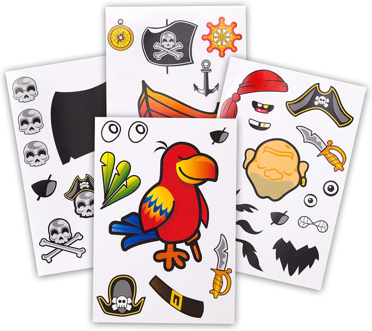 24 Make A Pirate Stickers For Kids - Great Pirate Theme Birthday Party Favors - Fun Craft Project For Children 3+ - Let Your Kids Get Creative & Design Their Favorite Pirate Stickers