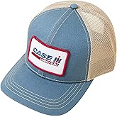 Case IH&reg; Officially Licensed Men's Trucker Hat &ndash; Adjustable Snapback, Embroidered Patch, Breathable Mesh Baseball Cap, (US, Alpha, One Size, Blue/White)