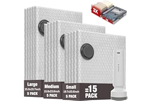 Vacuum Storage Bags for Travel, 15 Pack Vacuum Seal Bags for Clothing With Wireless Electric Pump, Space Saver Bags for Lugga