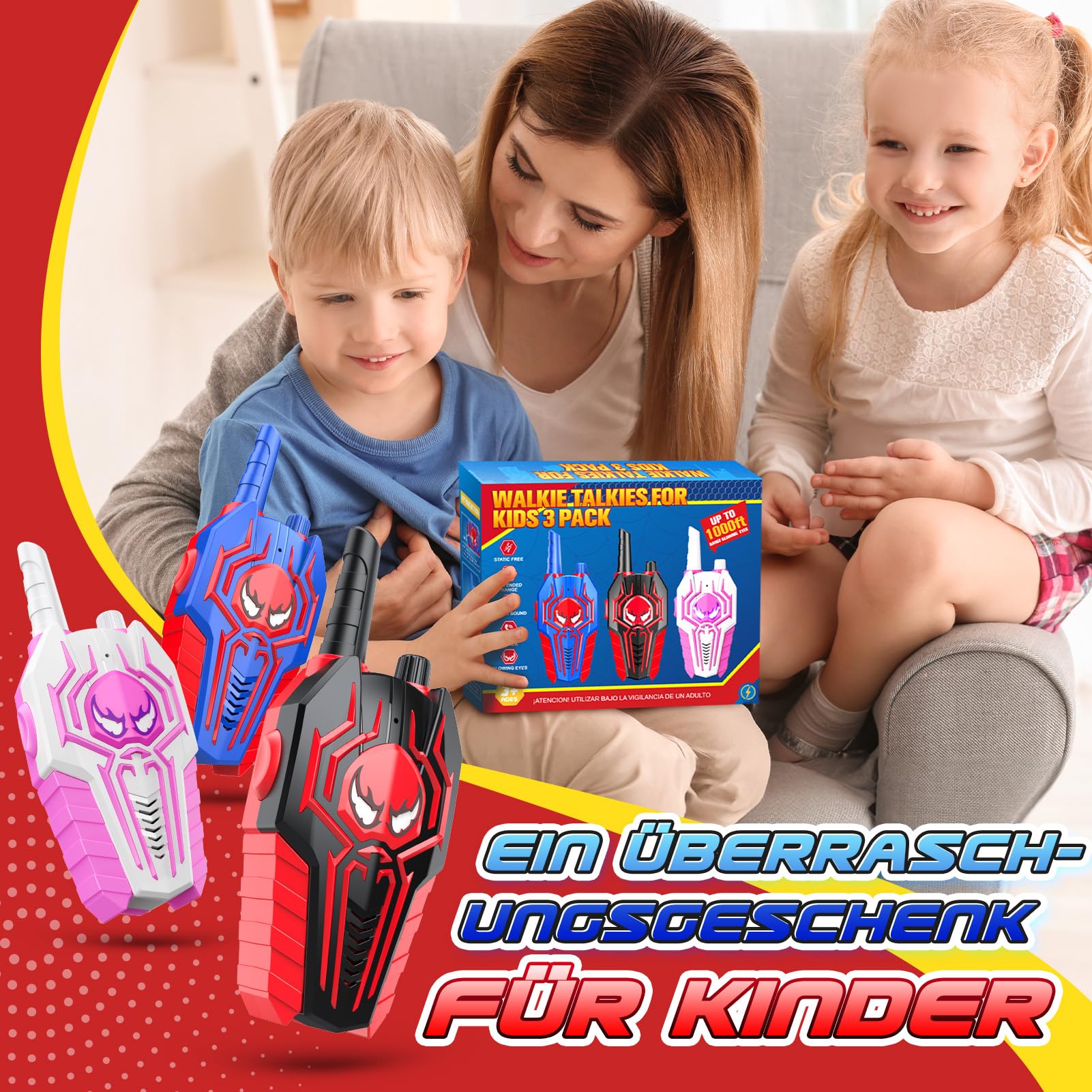 Toyokid Kinderspielzeug ab 3 4 5 6 7 8 9 10 Jahre Junge Mädchen, Walkie Talkie Kinder Geschenke für Kinder 3-10 Jahre Walki Talki Kinder Garten Spielzeug Draußen Geburtstagsgeschenk für Kinder 7