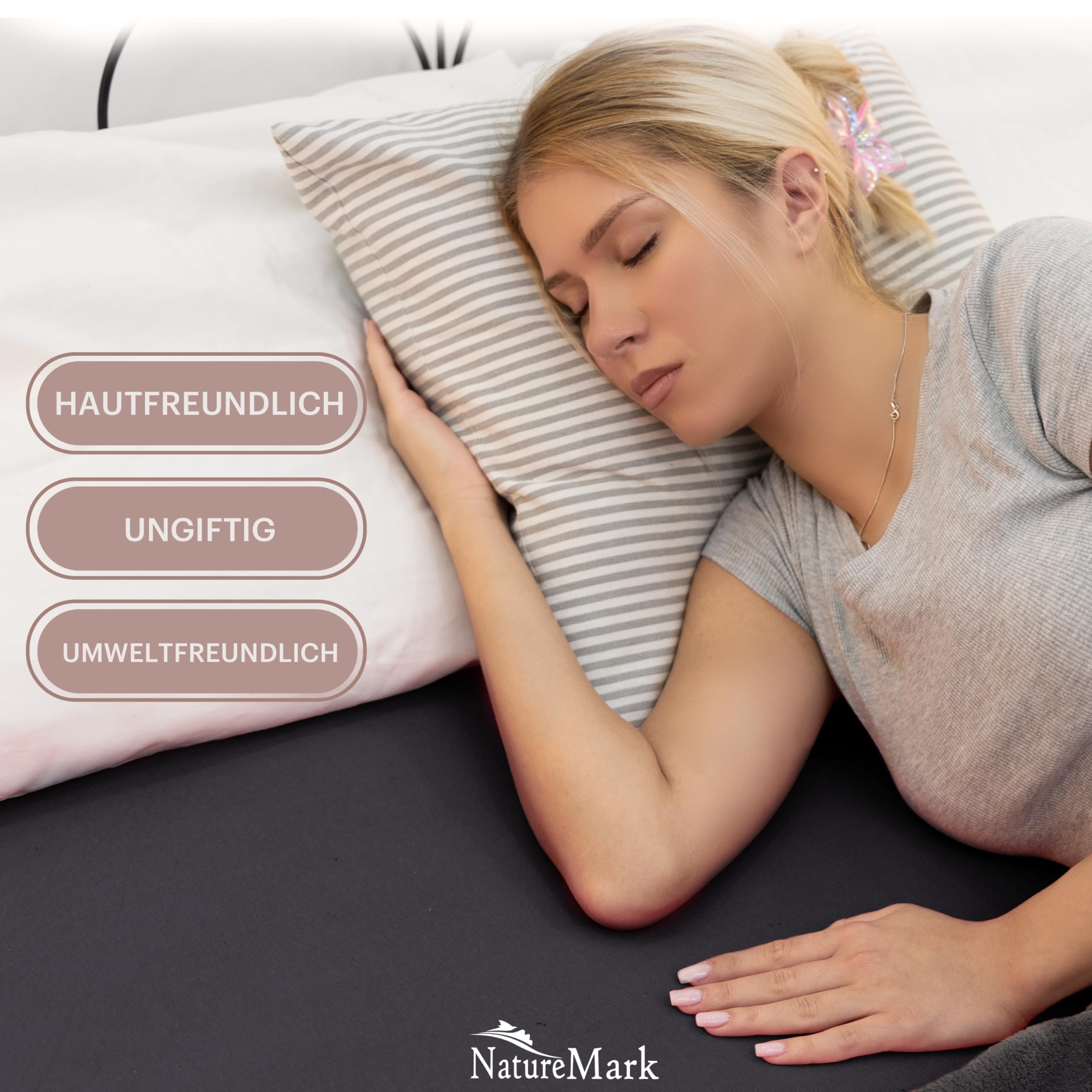 NatureMark Jersey Spannbettlaken, Spannbetttuch 100% Baumwolle in vielen Größen und Farben MARKENQUALITÄT ÖKOTEX Standard 100 | 140 x 200 cm - 160 x 200 cm - schwarz 2