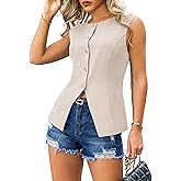 ASUOAgio Women’s Sleeveless Business Causal Blazer Vests Dressy Work Tops Trendy Party Summer Fall Suit Vests S-XL