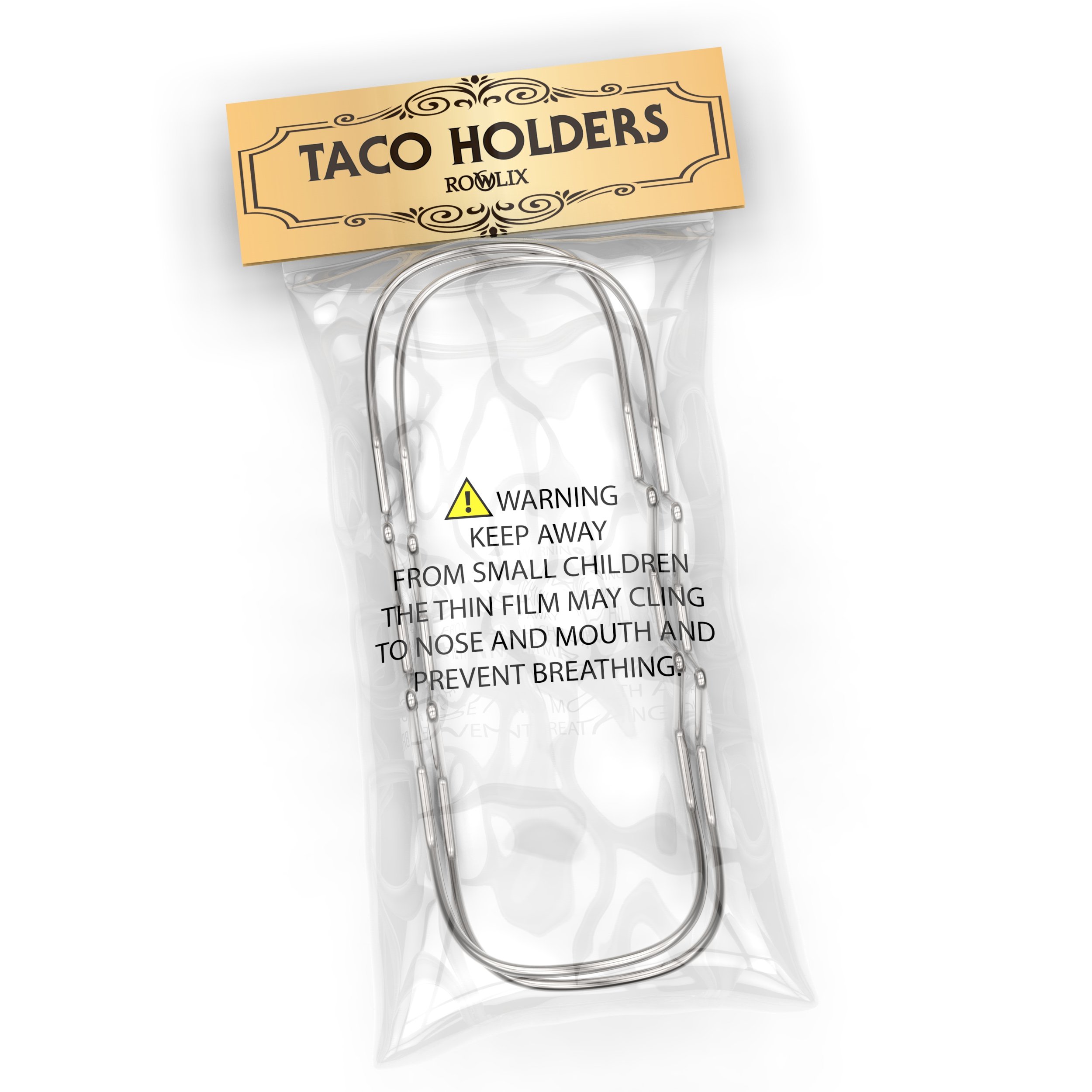 The Ultimate Taco Holder Set Of 2 By ROWLIX | Premium Stainless Steel Taco Racks | Easy To Clean & Stackable | Ideal For Hot Dogs, Tortillas, Pitas, Soft & Hard Shells | Dishwasher Safe 3 Tacos Stand