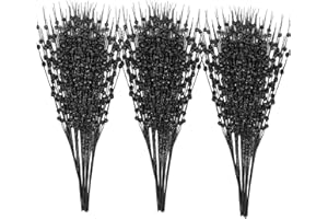 5th LILY 24 PCS Artificial Glitter Holly Berry Stem Ornaments Berry Picks Branches Glittery Bead Sticks for Christmas Tree Decorations Wreath Vase and Home Decor, Black