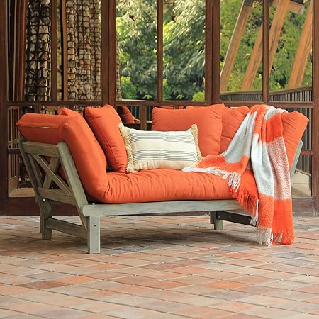 Amazon Com Cambridge Casual Solid Wood West Lake Outdoor Convertible Sofa Daybed Brick Red Garden Outdoor