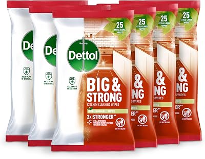 Dettol Big Wipes 150 Pack Kitchen Antibacterial Disinfectant Heavy Duty Grime