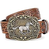 SANSTHS Cowboy Western Belts for Men Women Western Cowboy Buckle Belt Country Cowgirl Mens Leather Belt for Jeans Gifts