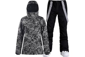 GSOU SNOW Women Ski Jacket and Pants Set Snowboarding Snowsuit Snow Coat Hooded Waterproof Windproof