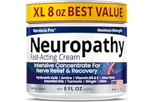 SCIATURNA Neuropathy Nerve Relief Cream – Extra Large 8 oz – Maximum Strength for Feet Hands Legs Toes Back – Natural Ingredients Arnica Aloe Vera MSM Vitamins – Soothing Fast-Acting Relief – Super Value 8 oz