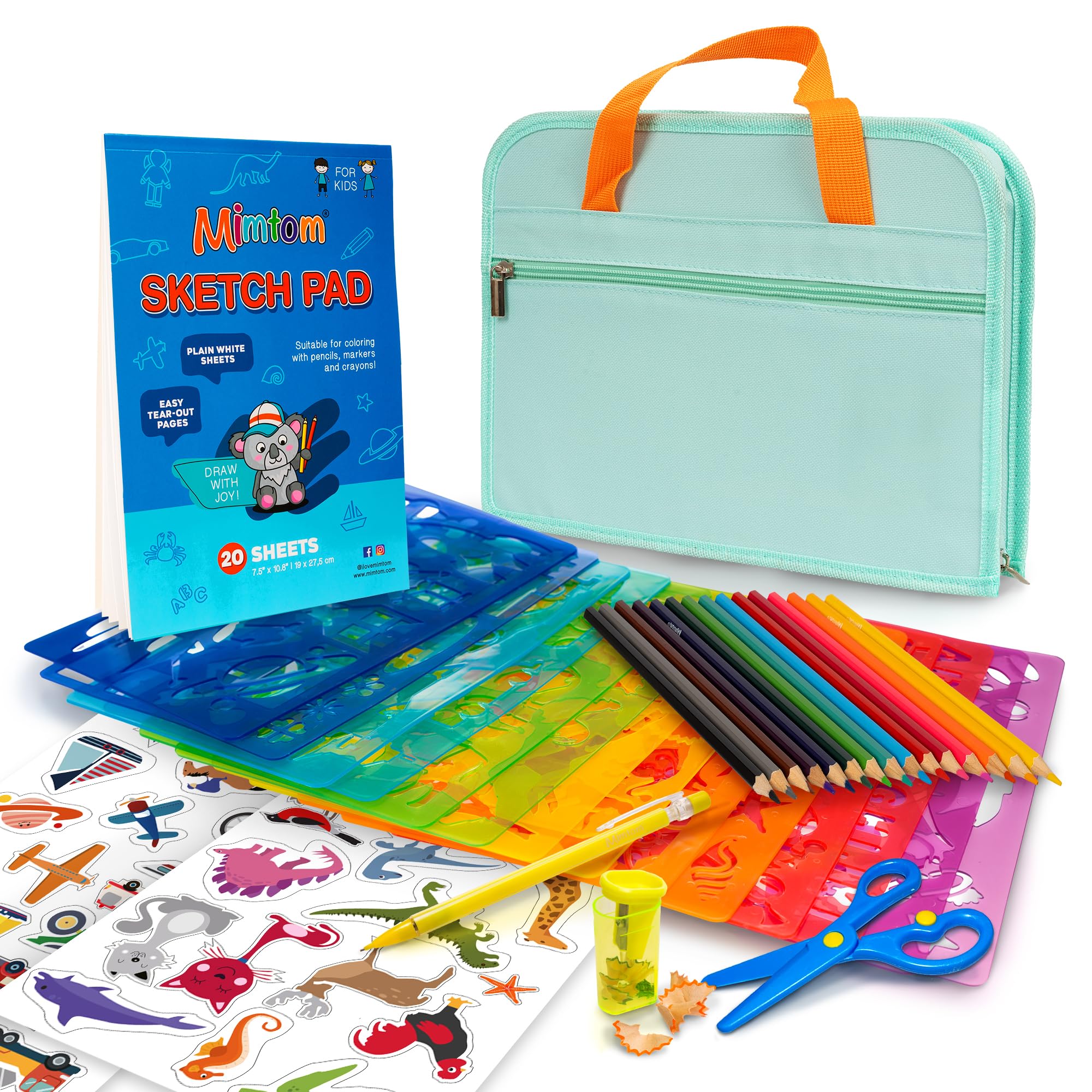 Mimtom Drawing Stencils for Kids and Boys | 51 PC Arts and Crafts Stencil Kit with Over 240 Creative Shapes to Unleash Your Child's World of Imagination | Kid-Safe Fun Activity Toy for Ages 3 and Up