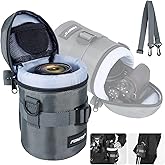 FOMITO Camera Lens Case Pouch Bag for Canon EF-S 17-55mm/17-85mm,EF 35mm f2, Nikon AF-S 18-200mm/18-105mm/18-300mm, Fujifilm XF 56mm f1.2 R & More Lens Below 3.94" x 6.1"(D x L) - Grey M size