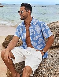 COOFANDY Mens Hawaiian Shirts Short Sleeve Button