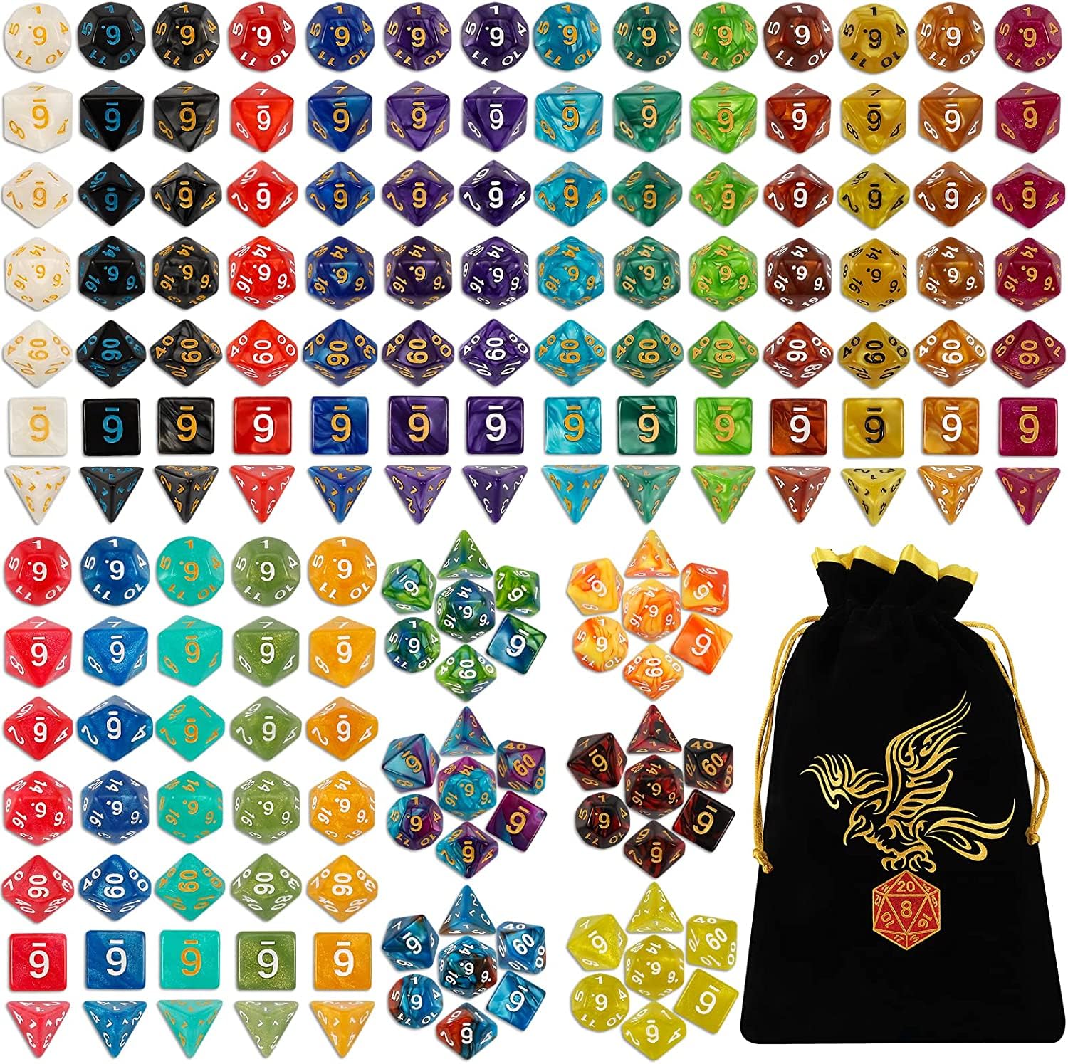 QMAY DND Dice Set, 25x7 (175pcs) Polyhedral Dice Compatible with Dungeon and Dragons MTG Table Games RPG DND. — image 1