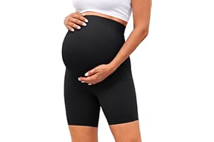 BONVIGOR Clouduxi Maternity Shorts Over The Belly 6"-Pregnancy Biker Shorts Workout Yoga Active Athletic Shorts Pants