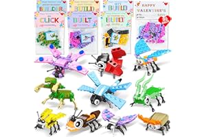 AYGXU 30 Pcs Valentines Day Gifts for Kids classroom-valentines insect blocks，kids valentines day cards with Animal Building Blocks for Boys Girls，Class Valentines Gifts Exchange, Party Favors,Valentines