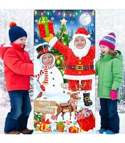 Christmas Vector Face In Hole Party Props - Santa, Elf, Snowman, Penguin, Gingerbread Cookie Vector | Adobe