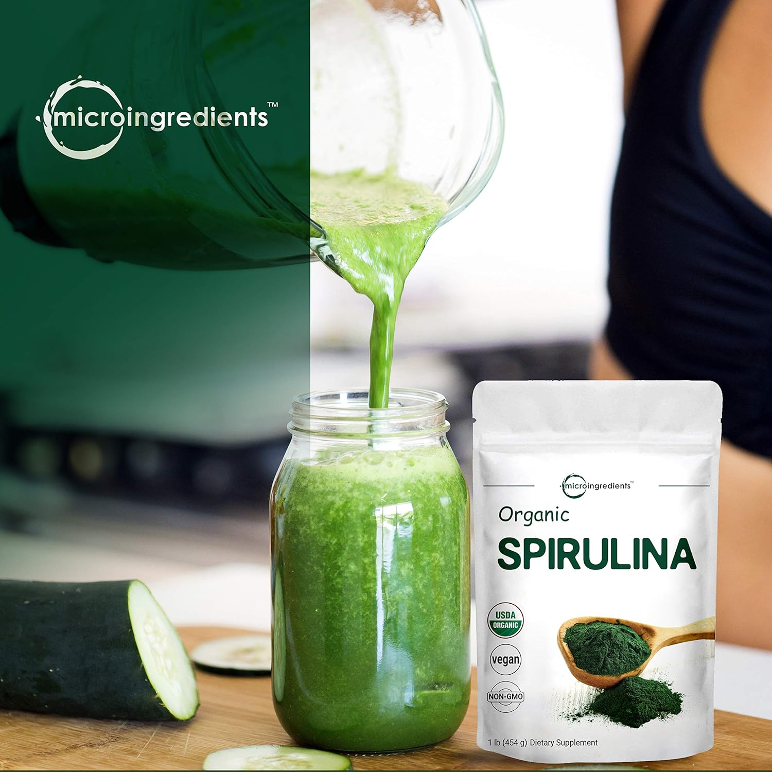 Micro Ingredients Pure Organic Spirulina Powder,1 Pound, Rich in Antioxidant, Minerals, Fatty Acids, Fiber and Protein, No Irradiated, No Contaminated, No GMOs and Vegan Friendly: Health & Personal Care