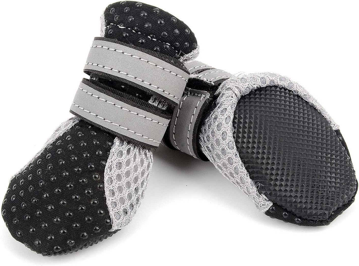 SMALLLEE_LUCKY_STORE Pet Protective Breathable Mesh Dog Boots Summer Soft Relective Shoes Small/Medium Dogs for Injured Paws Allergies Black M - Image 4
