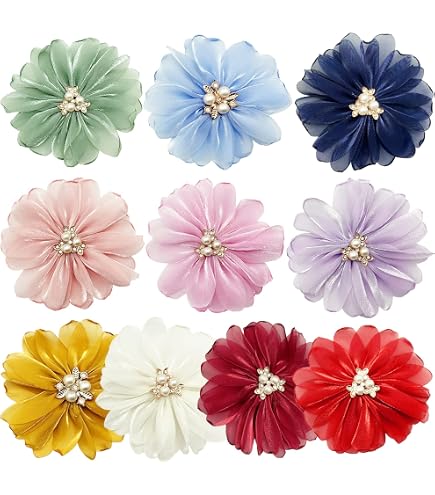 Fiore in tessuto di raso bianco con strass per decorazioni, applicazione floreale 3D fai da te, fiori in tessuto per velo da sposa, fascia per capelli, bomboniera. - Italia