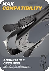 CAPAS Snorkel Fins Travel Size Short Adjustable Open Heel Grey S/M view 4