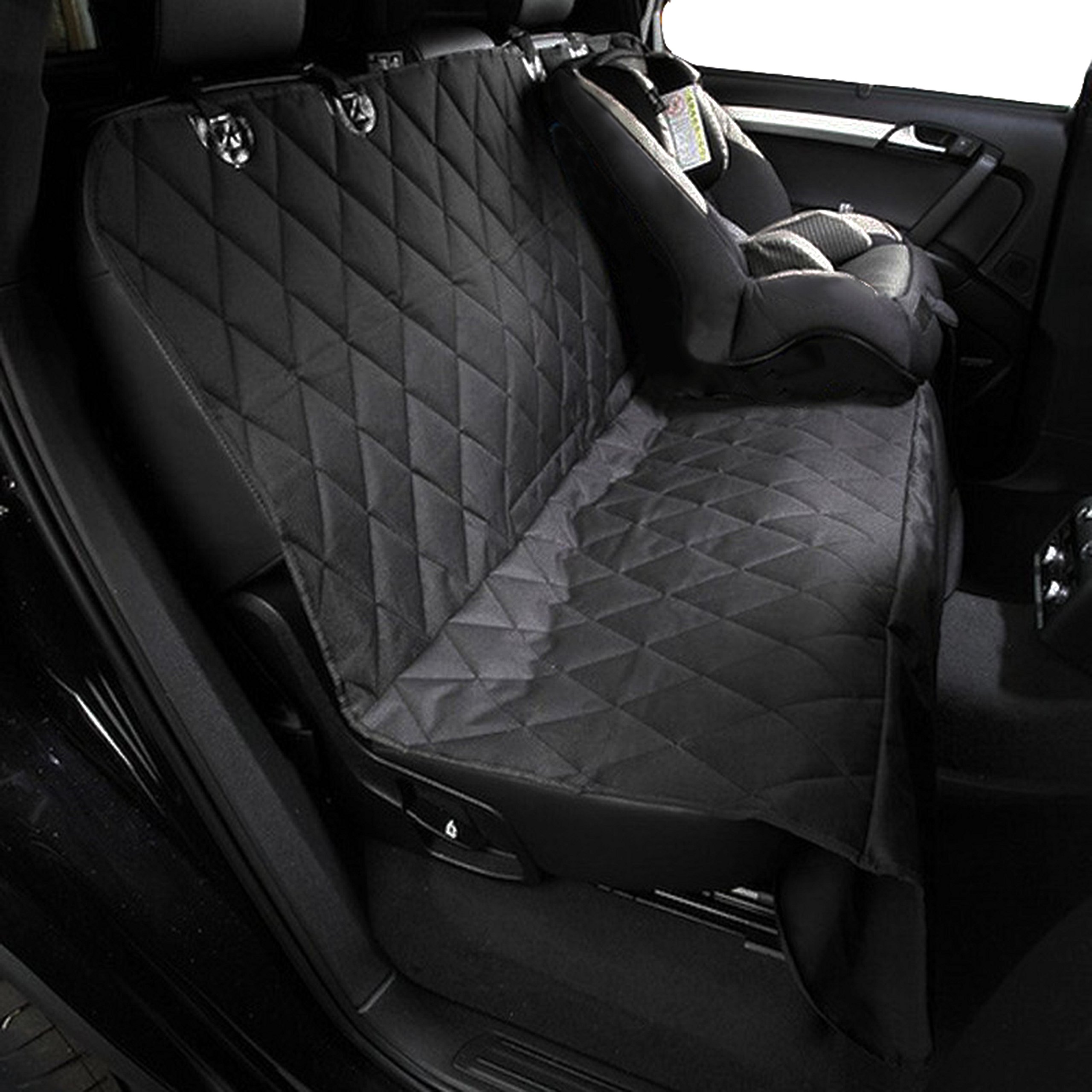 INNX Dog Seat Cover, Quilted Hammock Bench Pet Seat Cover for Sedan Cars, Trucks, SUVs or Minivans, Waterproof (Quilted Ballistic Hammock, Black, 58\