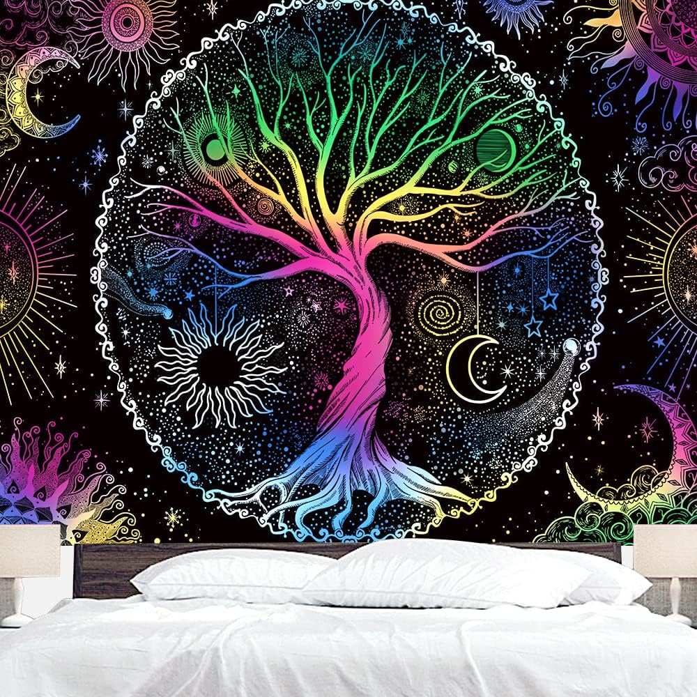 Tapestries - BJYHIYH Colorful Tree of Life Tapestry Wall Hangings Small Aesthetic Tapestries for Teen Girl Men Bedroom Living Room Decor(60