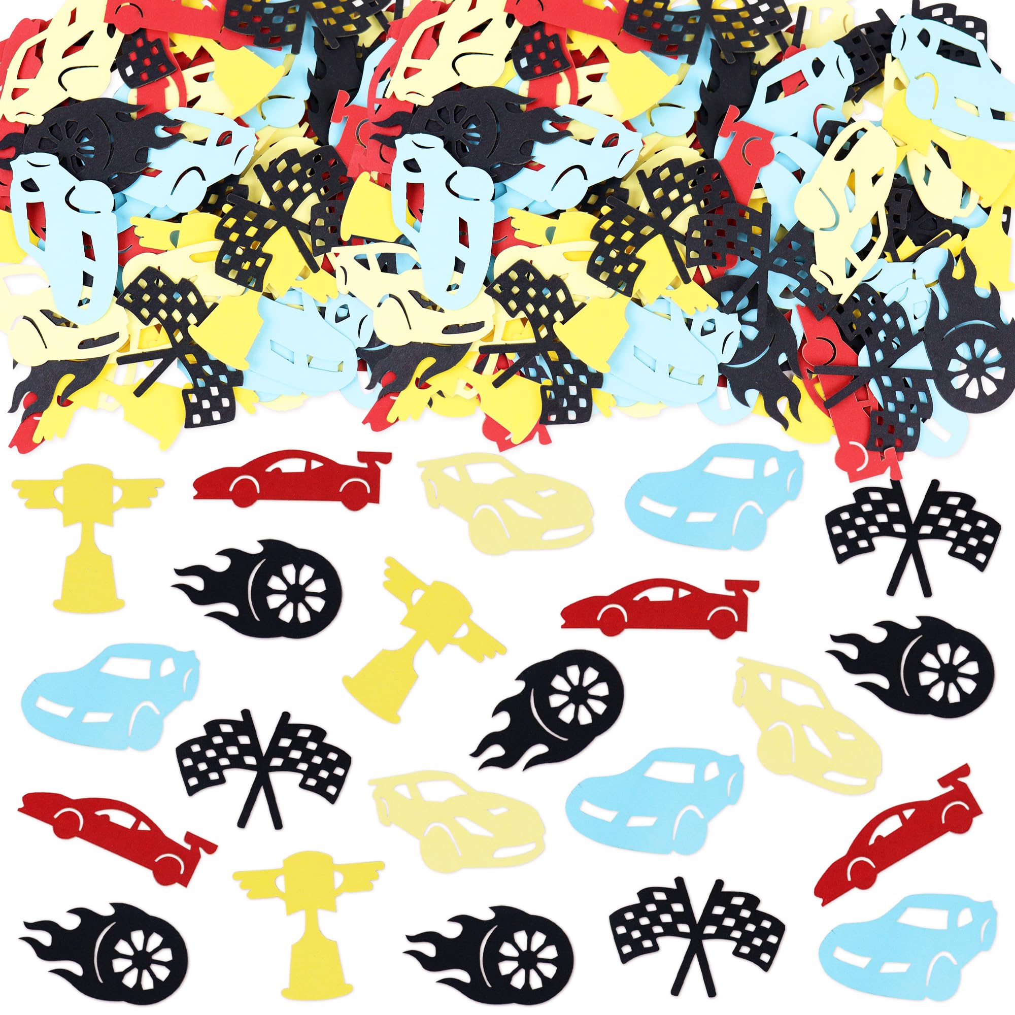 Photo 1 of Cyodoos 120PCS Race Car Confetti Sparkling Table Confetti Flag Racing Selected Racing Theme, Car Theme Party Supplies Baby Shower Boy Birthday Party Wedding Festival Decoration ?
