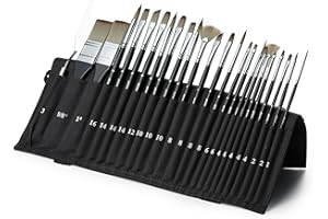 ARTIFY ART SUPPLIES ARTIFY 24 Pieces Paint Brush Set, Expert Series, Enhanced Synthetic Art Supplies with Brush Holder and Palette Knife for Acrylic, Oil, Watercolor and Gouache Painting