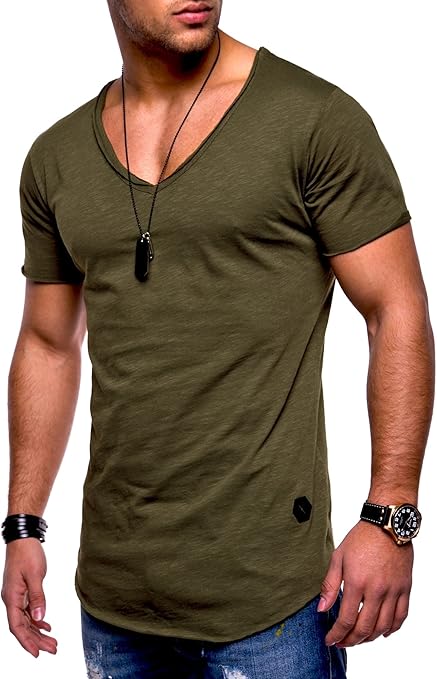 Godeyesw メンズvネック半袖カジュアルファッションヨーロッパとアメリカンスタイルのtシャツ Army Green M Tシャツ カットソー 通販 Amazon