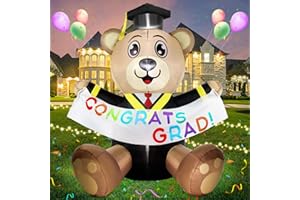 Boveco 6FT Graduation Inflatable Decoration Bear Blow Up Yard Decorations Bear with LED Lights Indoor & Outdoor Vacation Yard Garden Lawn Décor Commencement Season Graduation Ceremony