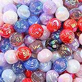 BERMRO 16mm Acrylic Beads 100pcs Color Pen Beadable Focal Spacer Bead Chunk Bubblegum Beads for DIY Crafting Necklace Bracelet Jewelry Making Keychain (ab mxq)
