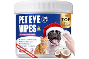 BUDDYCHEER Dog Eye Wipes, Tear Stain Remover for All Dogs & Cats – Hypoallergenic & Deodorizing Eye Wipes for Dogs, Pet Eye Cleaner Wipes with Enzymes for Discharge, Crust, Mucus & Debris, Coconut (100 Ct)