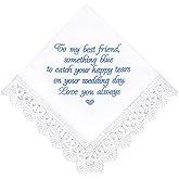 Something Blue for Bride Gift from Maid of Honor Best Friend Wedding Bridesmaid Handkerchief Blue Hankerchief Bridal Shower New Borrowed Old Embroidered
