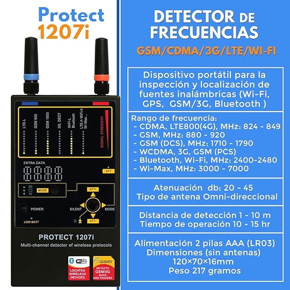Detector De Radio Frecuencias GSM, WIFI LTE, 3G, 4G | 1207i ...