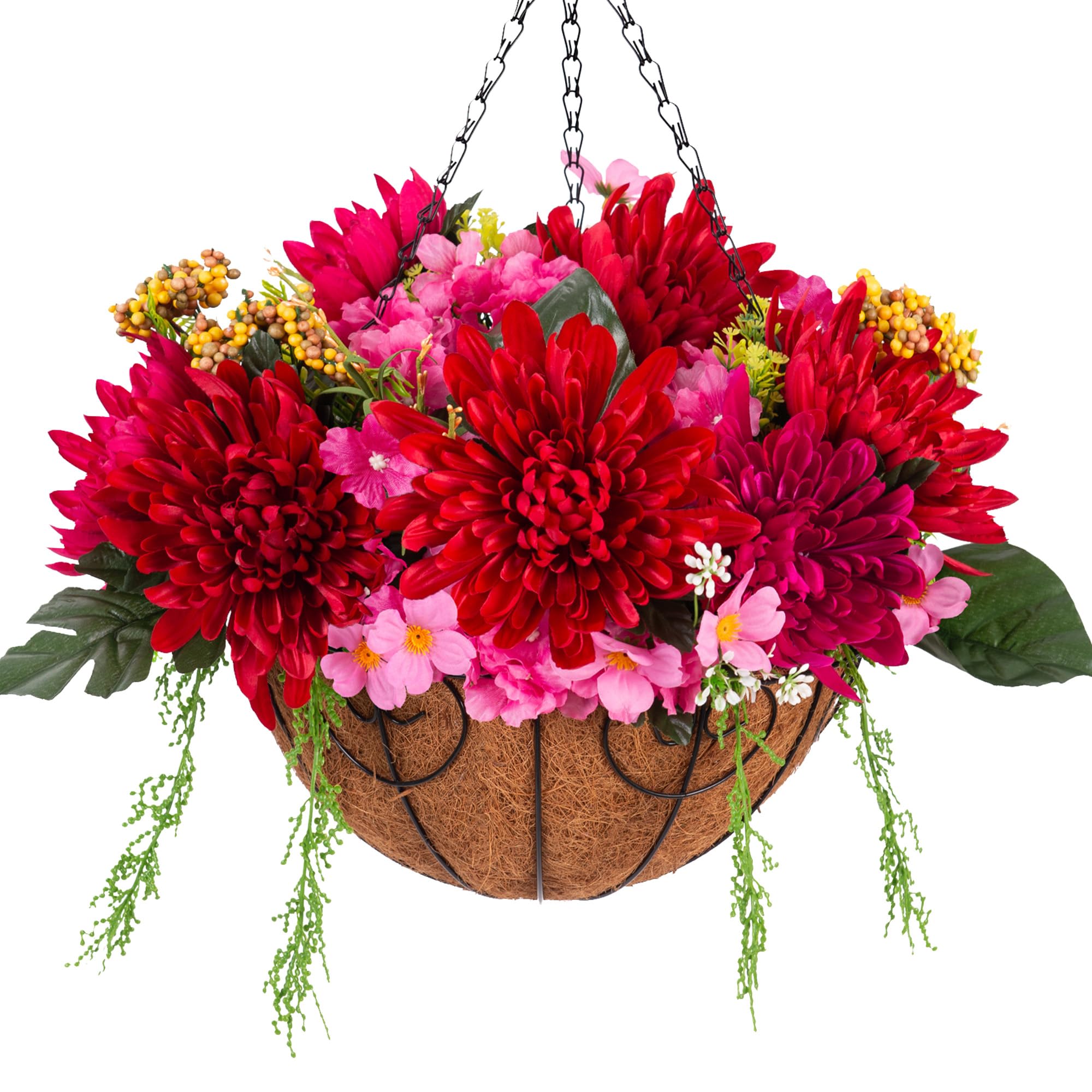 Artificial Fake Hanging Fall Mums Flowers Baskets for Outdoor ...