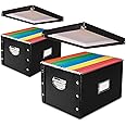 Snap-N-Store File Storage Box & Organizer - 2 Pack- 16.125 x 13.125 x 9.875 Inch Letter/Legal Size Portable File Boxes with Lids for Documents - Back To School Supplies for College Students - Black
