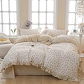 VM VOUGEMARKET Lace Comforter Set Full Vintage Girl's Flower Bedding Comforter Sets,Reversible Yellow Grid Comforter with 2 Pillowcases for All Seasons(3pcs,Full)