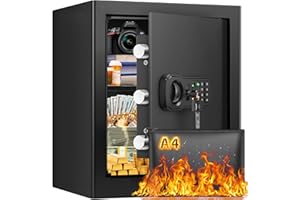 GHJGAGE 16.53'' Tall Fireproof Safe Box, 2.3 Cuft Home Safety Box with Fireproof Waterproof Bag, Anti-Theft Security Document Safe with Combination Lock & Removable Shelf, Large Safes for Home Cash Medicine